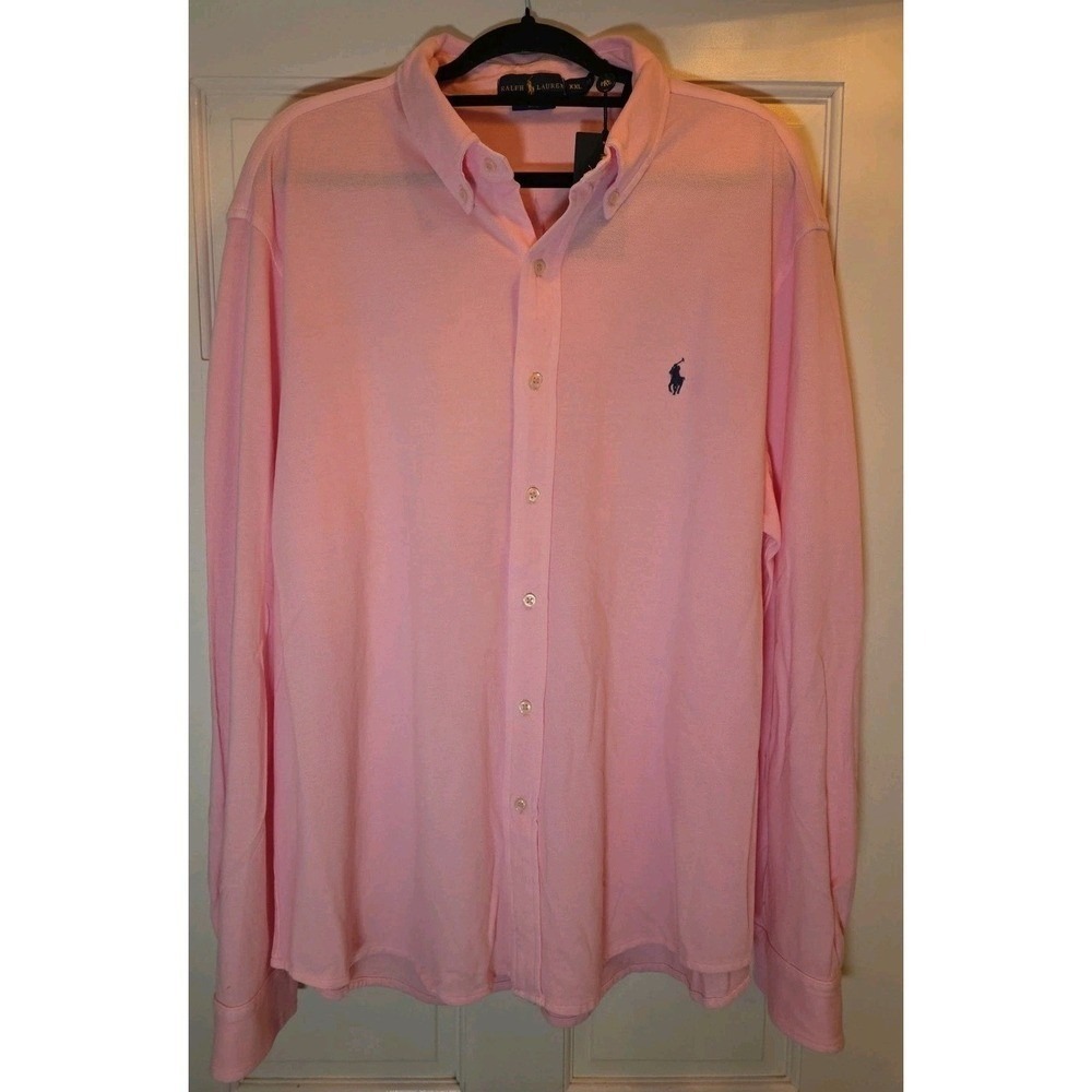 Polo Ralph Lauren Featherweight Button Up Shirt – Pink Long Sleeve Men's XXL‎